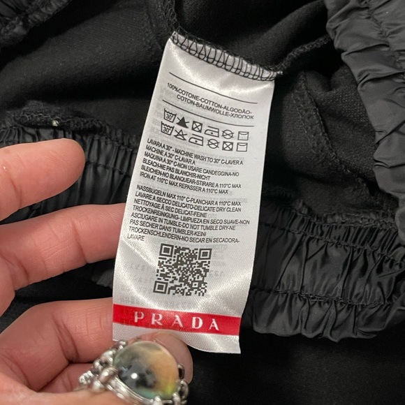 EUC Men Size Small Prada Drawstring Cotton Cargo Pants With Logo Plaque In Black - Picture 12 of 13